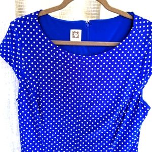 ANNE KLEIN DOT PRINT U-NECK DRES